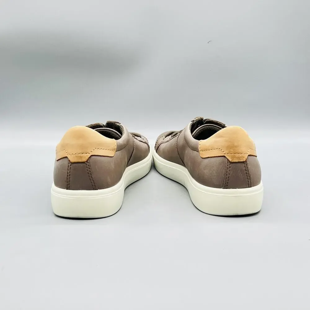 ECCO Shoes Mens 9.5 Brown Leather Soft Classic Lace Up Low Top Casual Sneakers